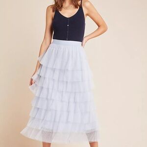 Anthropologie Light Blue Layered Tulle Skirt